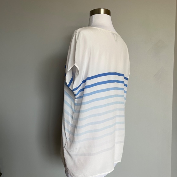 Joie Rain B Savory Silk Ombre Striped Casual Career White Relaxed Tee Blouse Top - Picture 6 of 12